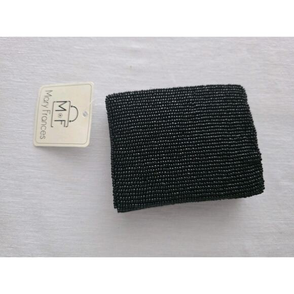 Mary Frances Elegant Beaded Petite Wallet Magnetic Closure Made India Blue - Picture 4 of 7